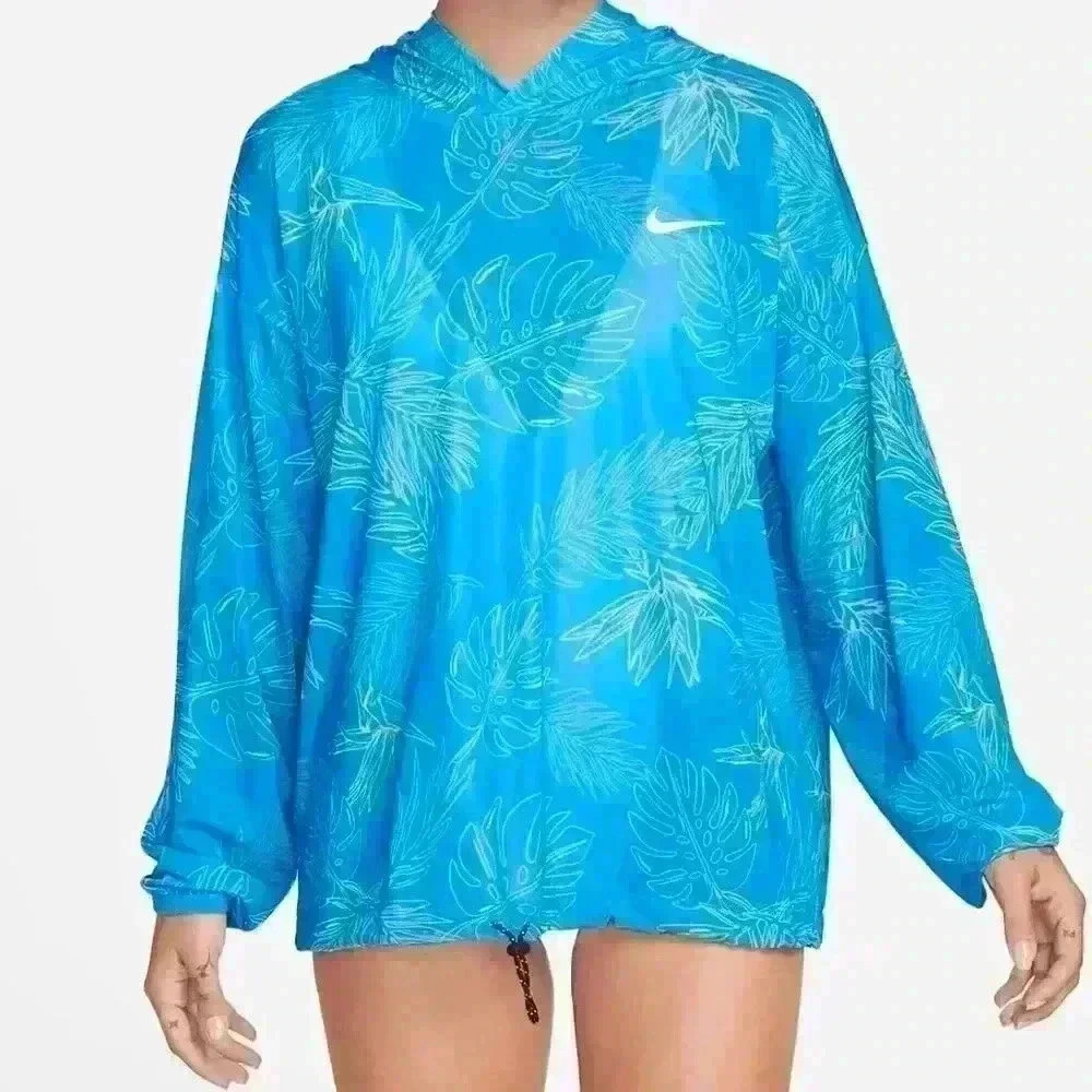 NWT Nike Pro Cover-Up in black/white tropical monstera print Sz L